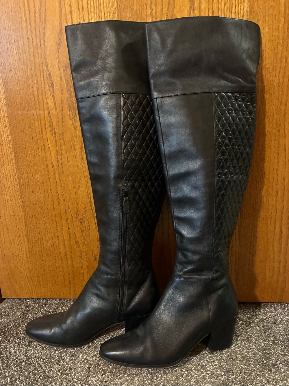 Cole Haan Black Quilted Over-the-Knee Leather Boots